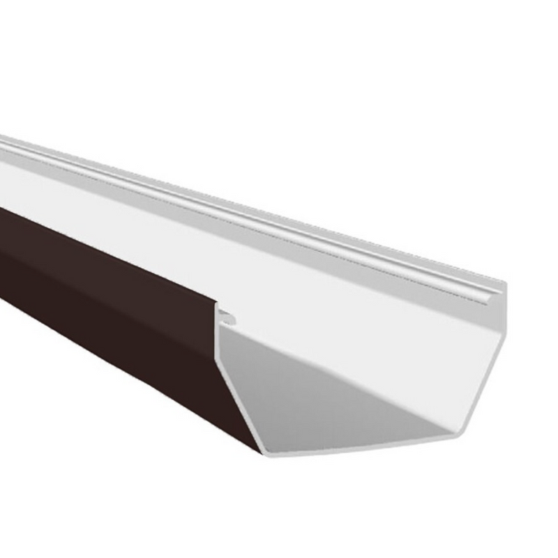 An image of a Brown Freefoam Freeflow 114mm Square Style Plastic Guttering in 4m Lengths by NBP