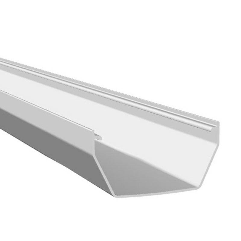 An image of a White Freefoam Freeflow 114mm Square Style Plastic Guttering in 4m Lengths by NBP