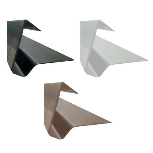 An image showing the different colours of 5m Long Type S Continuous Dry Verge, White, Black and Brown by NBP