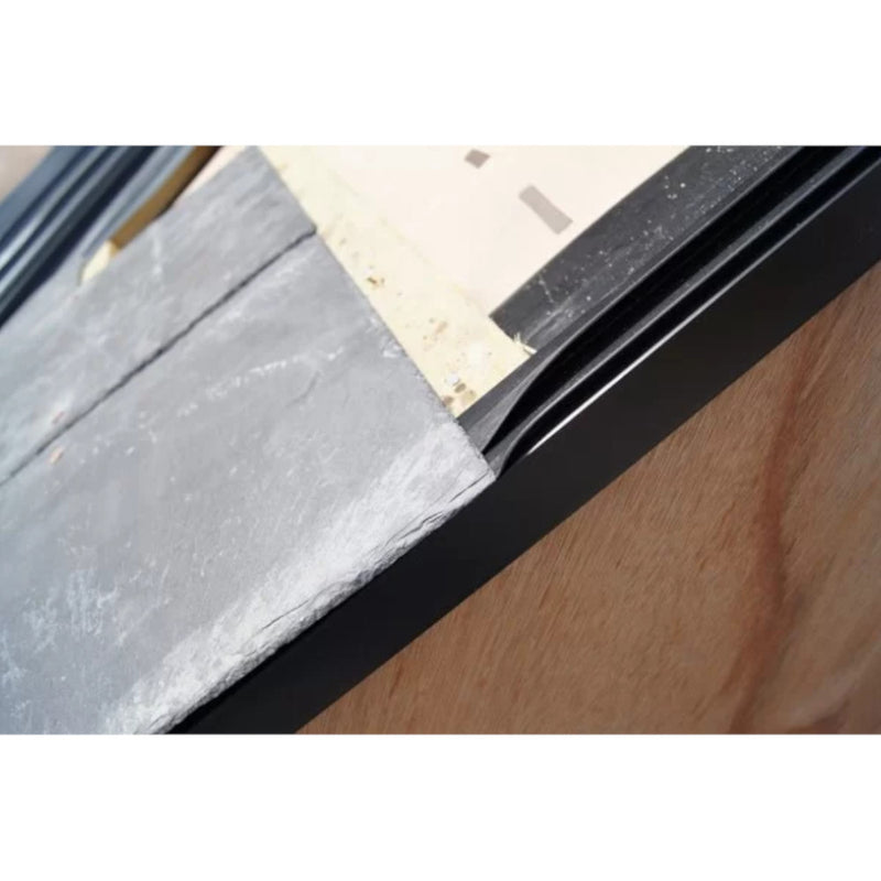 An image of a Permavent Easy Dry Verge in black that is 3m long and 40mm by 40mm in size, showing where it they are fitted.