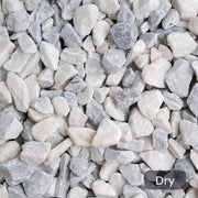 An image of Polar White garden Stones and what they look like when dry