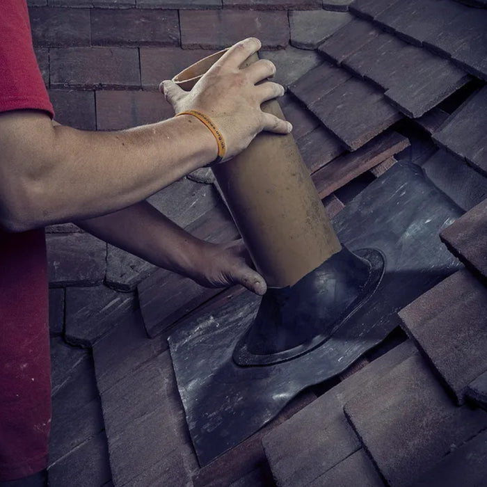 An image of an Angled / Pitched Premium Flexible Lead Slate installed onto a roof before laying tiles on top.