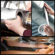 An image showing a person working with metal ductwork and using Prosolve Aluminium Foil Tape 75mm to join and seal them.