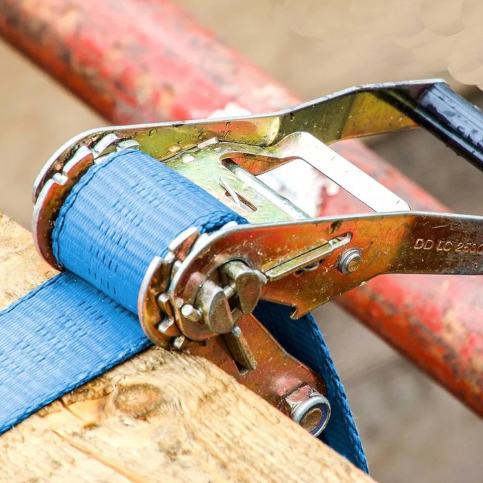 An image of a Ratchet Strap  close up that shows the mechanisms 