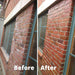 An image of a wall with the before and after using Resiblock Efflorescence Remover on it.