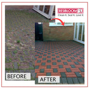 An image of the before and after using Resiblock Block Paving Sealer Superior Matt.
