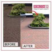 An image of the before and after using Resiblock Block Paving Sealer Superior Matt.