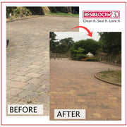 An image of the before and after using Resiblock Block Paving Sealer Superior Matt.