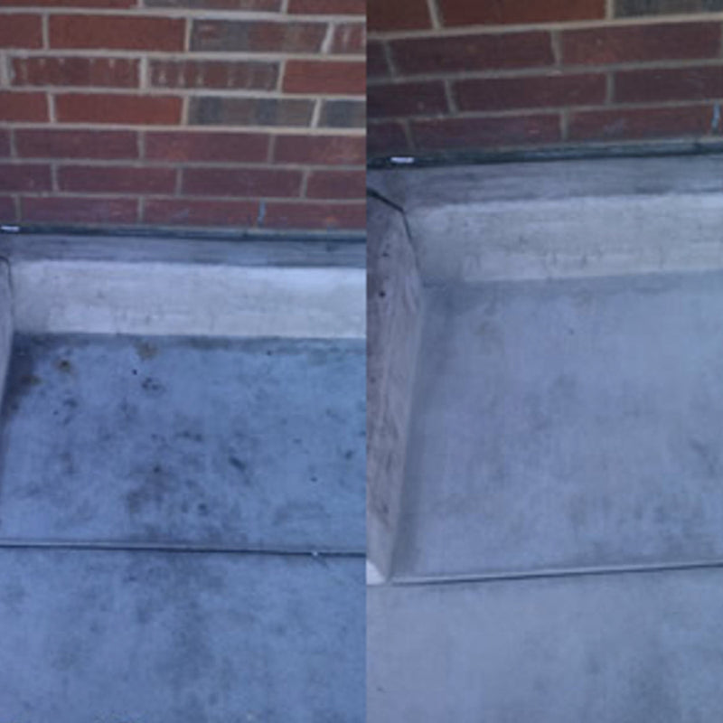 A before and after image of block paving that has an Oil stain and then also once it has been treated by Resiblock Oil Remover.