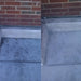 A before and after image of block paving that has an Oil stain and then also once it has been treated by Resiblock Oil Remover.