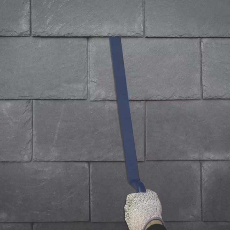 Image of a Slate Ripper tool made from Forged Steel being used to cut nails / pegs under slates.