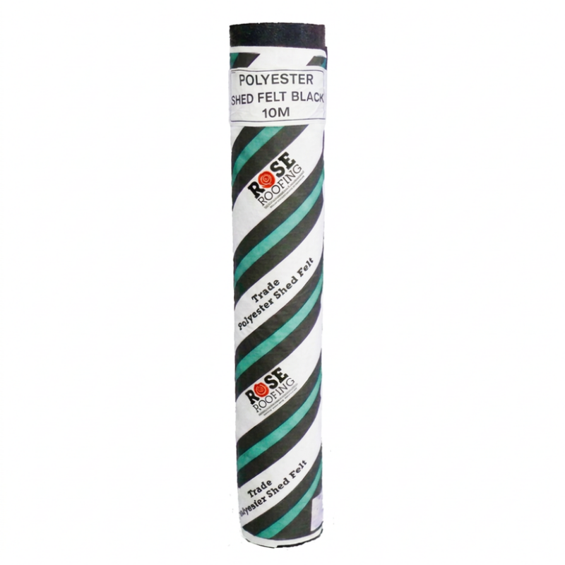 An image showing a roll of Rose Roofing Polyester Black 10m