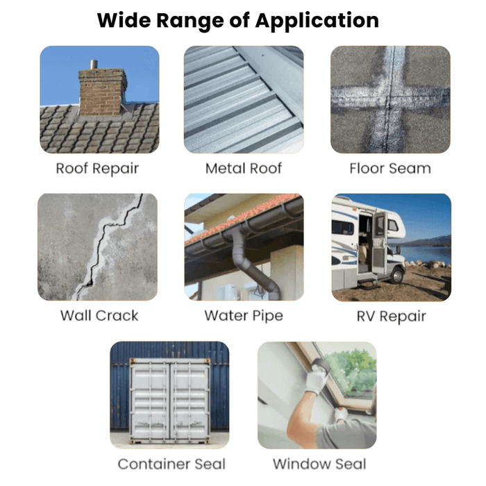 An image of the wide range of applications that Rose Roofing Self Adhesive Flashing Tape can be used on.