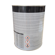 The back of a can of Rose Roofing Universal Waterproofing Roofing Felt Adhesive in a 5ltr tin.