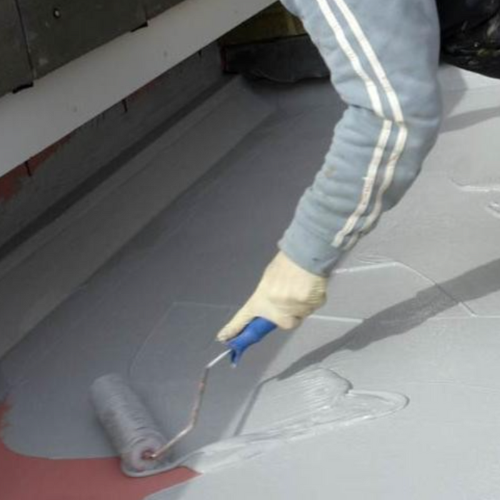 An image of bond it SealAcryl 5kg being applied to a surface with a roller