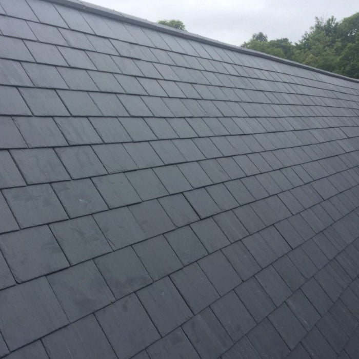 An image of a roof with SSQ Del Prado Spanish Slates to show what a finished roof looks like