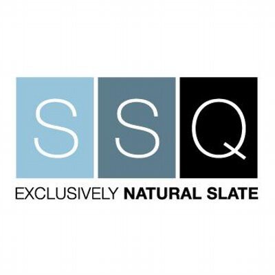 Logo with 'SSQ' in three colored squares and text 'Exclusively Natural Slate' on a white background