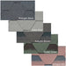 An image of the different colours that Hexagonal Felt shingles come in. Midnight Black, Slate Grey, Autumn Brown, Forest Green, Antique Red.