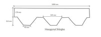 An image of the Supaflex Hexagonal Singles and their dimensions.