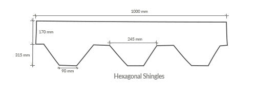 An image of the Supaflex Hexagonal Singles and their dimensions.