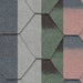 An image of the different colours that Square Felt shingles come in. Black, Green, Grey and Red.