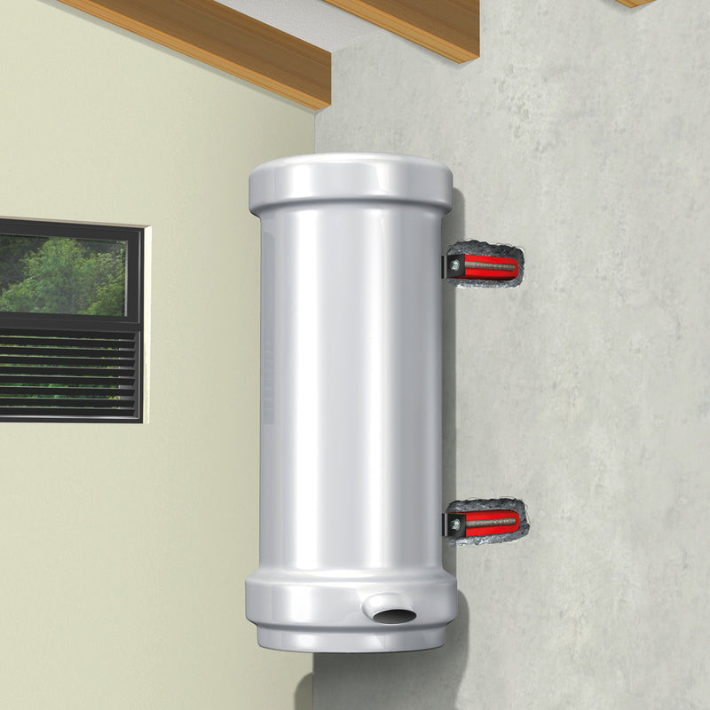 An image showing how Sika Anchor Fast Fix SKANCH13 can be used. In this picture it is securing fixings into a wall for a large wall mounted metal tank.