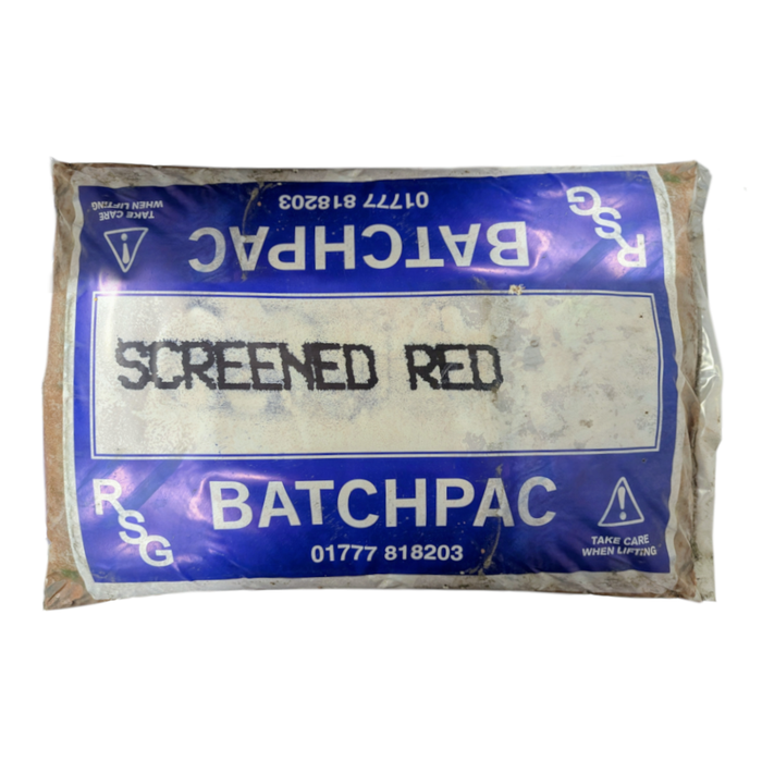 An image showing a bag of Soft Screened Red Building Sand 25kg