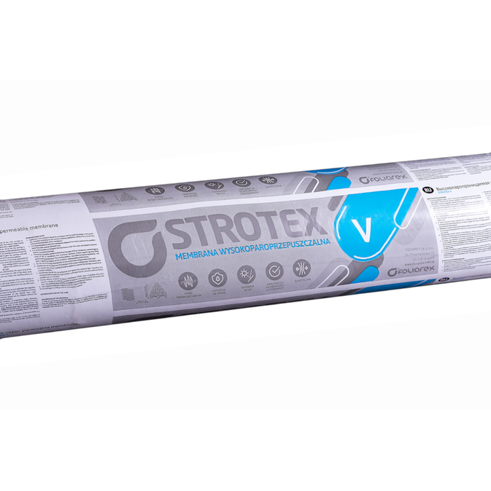 A close up image of a roll of Strolex V 135g BBA Breather Membrane