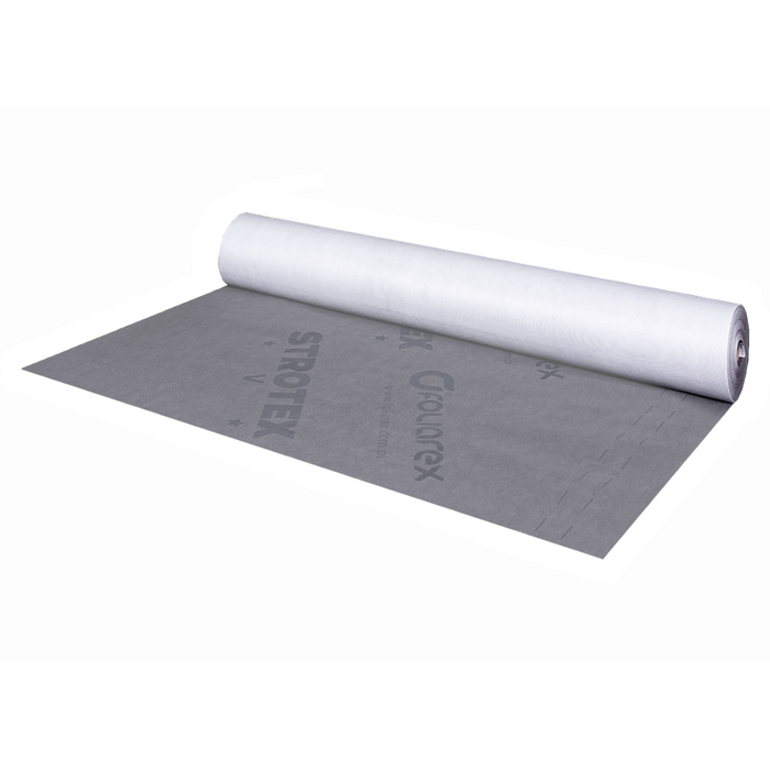 An image of an unrolled roll of Strolex V 135g BBA Breather Membrane