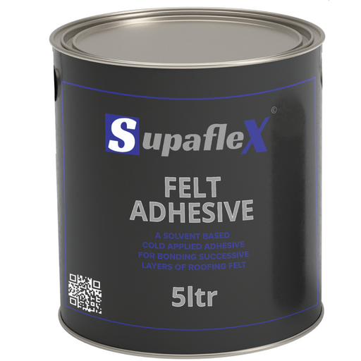 An image of Supaflex Felt adhesive on a 5 litre tin against a white background.