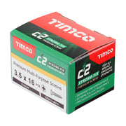 An image showing a box of TIMCO C2 Strong Fix PZ2 Multi Purpose Screws in the size 3.5 x 16