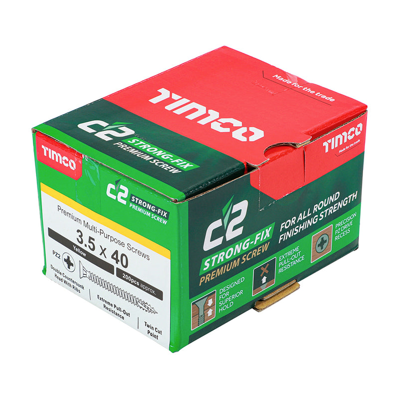 An image showing a box of TIMCO C2 Strong Fix PZ2 Multi Purpose Screws in the size 3.5 x 40