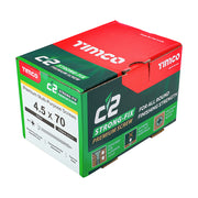 An image showing a box of TIMCO C2 Strong Fix PZ2 Multi Purpose Screws in the size 4.5 x 70