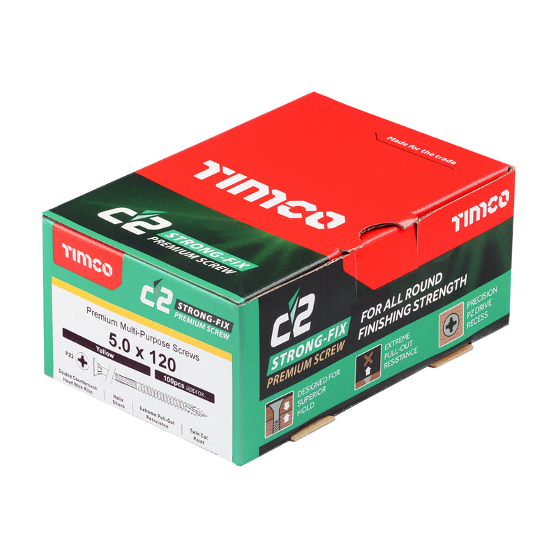 An image showing a box of TIMCO C2 Strong Fix PZ2 Multi Purpose Screws in the size 50 x 120