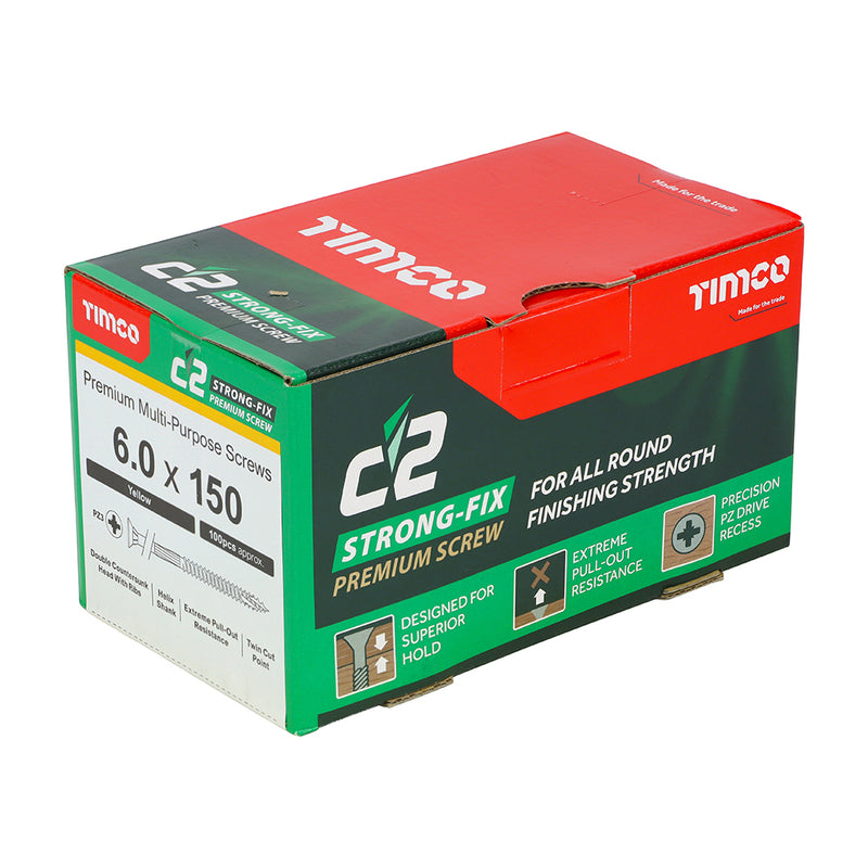 An image showing a box of TIMCO C2 Strong Fix PZ2 Multi Purpose Screws in the size 60 x 150