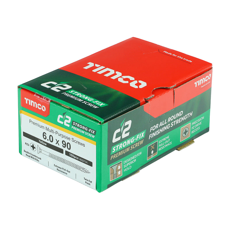 An image showing a box of TIMCO C2 Strong Fix PZ2 Multi Purpose Screws in the size 60 x 90
