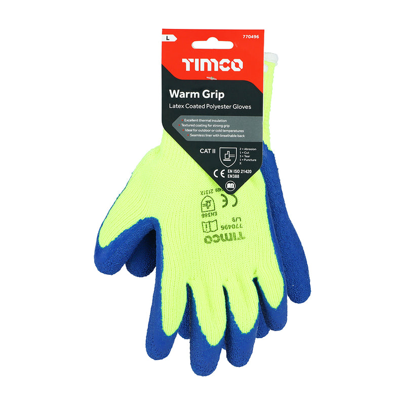 An image of TIMCO warm grip gloves with crinkle latex
