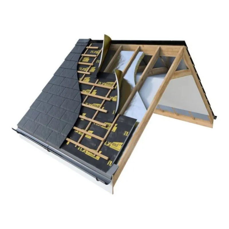 An image showing TLX Gold Thinsulex Multifoil Insulation on a roof.