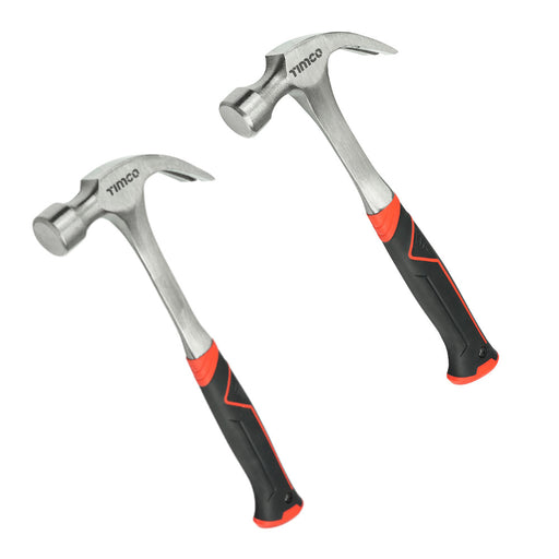 An image of the two sizes of Claw hammer stocked from Timco. 16oz and 20oz