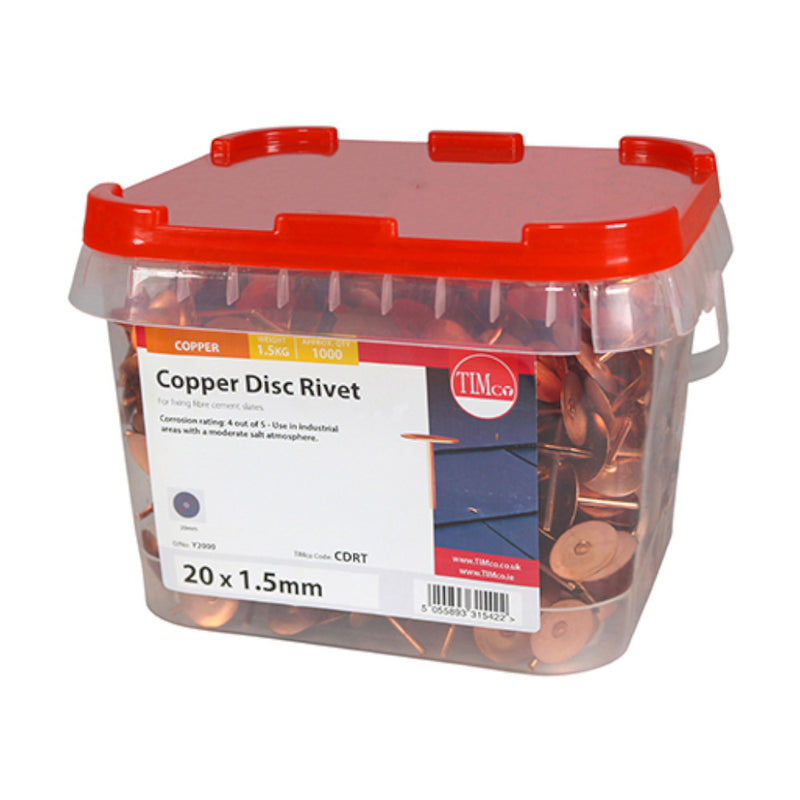 An image showing a tub of Timco Copper disc rivets