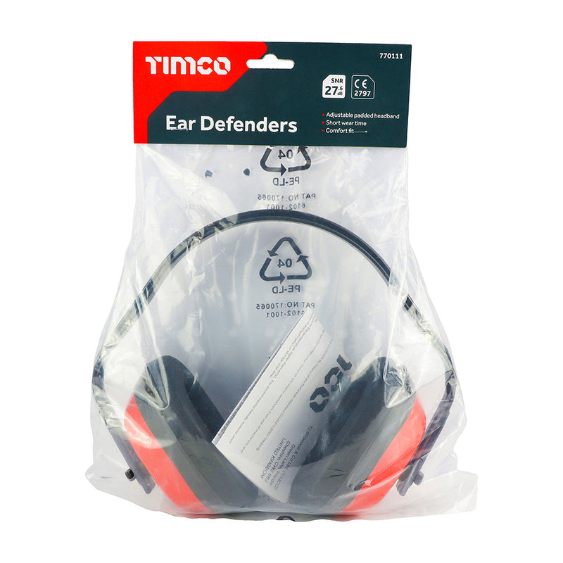 An image of Timco Ear Defenders 27.6dB One Size in its retail packaging.