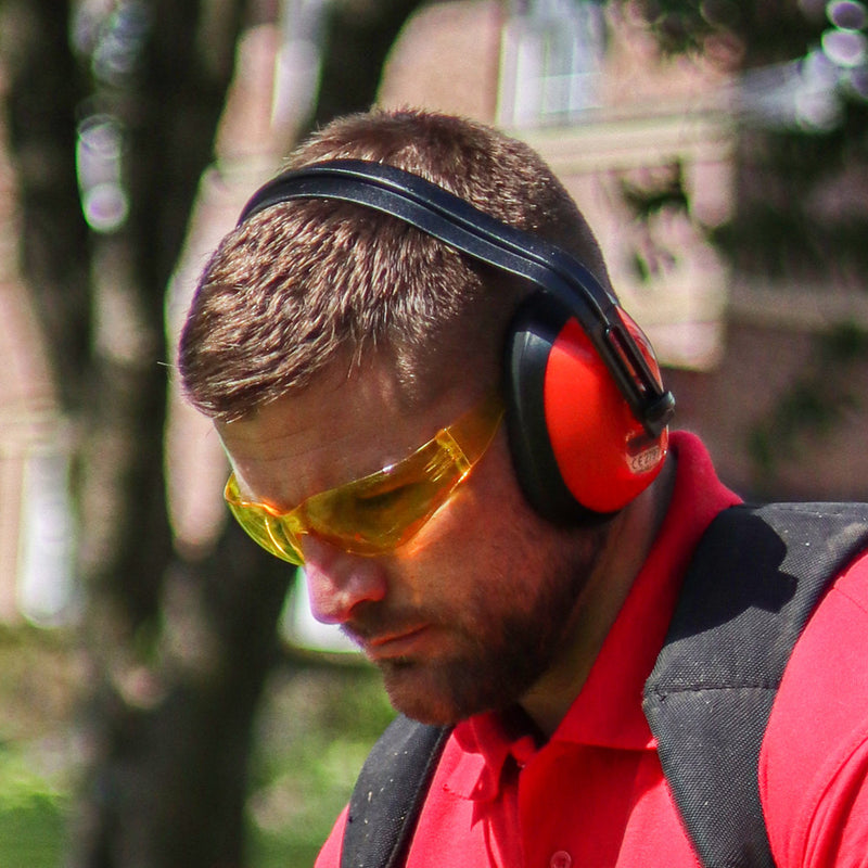 An image of Timco Ear Defenders being worn be a work man