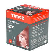 An image of Timco FFP3 Moulded Mask with Valve in its retail package of a pack of 5 in a box.