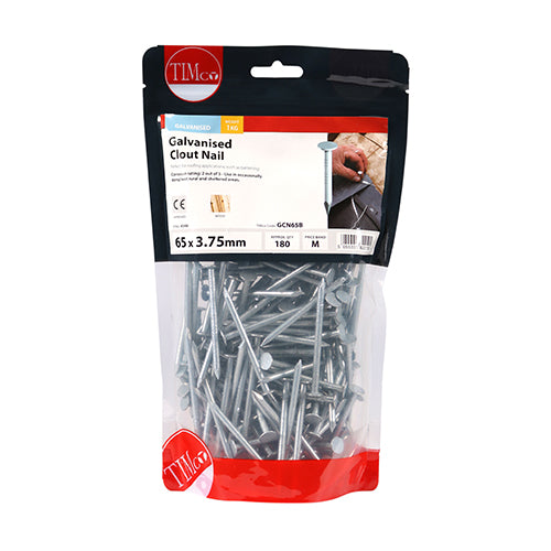 An image of a bag of Timco Galvanised Clout Nails 65 x 3.75 in size