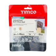 An image of a bag of Timco Galvanised Clout Nails with Extra large head (ELH) 20 x 3.00mm in size