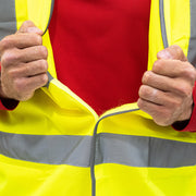 Image of a Timco Hi Vis Visibility Vest in Yellow showing the Velcro fastener