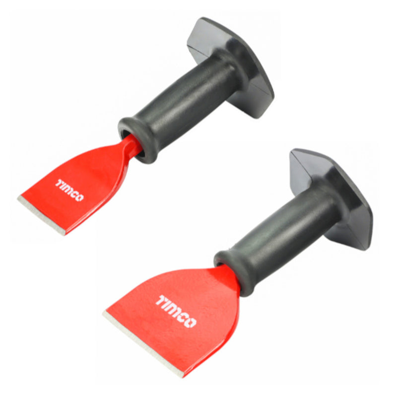 An Image of two Timco Masonry Bolsters with Guards to show the different sizes we do