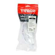 An image showing a pair of Timco Standard Protective Safety Glasses that are Clear.