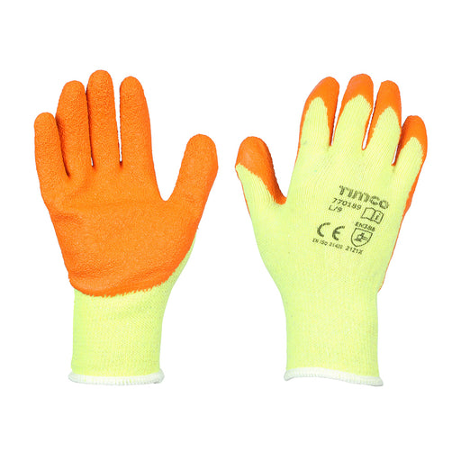 An image of Timco Eco Gloves Latex Crinkle and they are sold in sizes L or XL