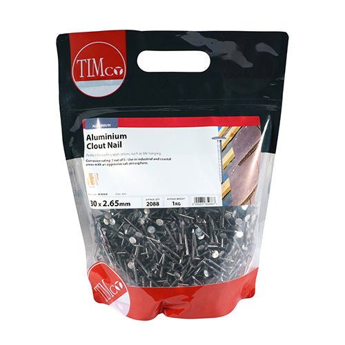 Timco Aluminium Clout Nails: 1KG bag